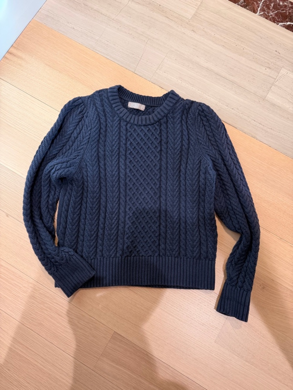 J Crew Cotton Cable Knit Crewneck Sweater vintage style size small
